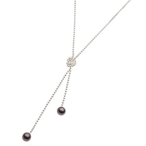 Floating Pearl Lariat Necklace