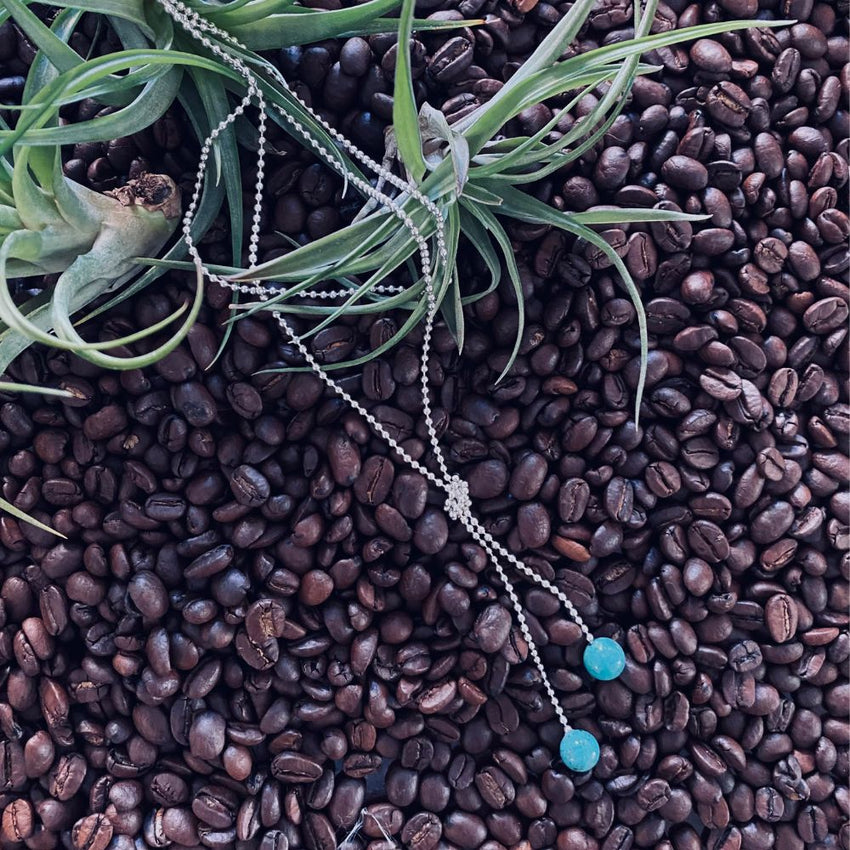 Double Turquoise Drop Lariat